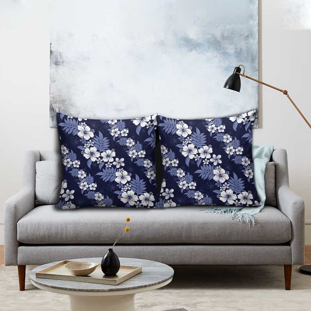 Hawaiian Hibiscus Tribal Floral Blue Pillow Cover Polynesian Tapa Pattern LT01 - Polynesian Pride