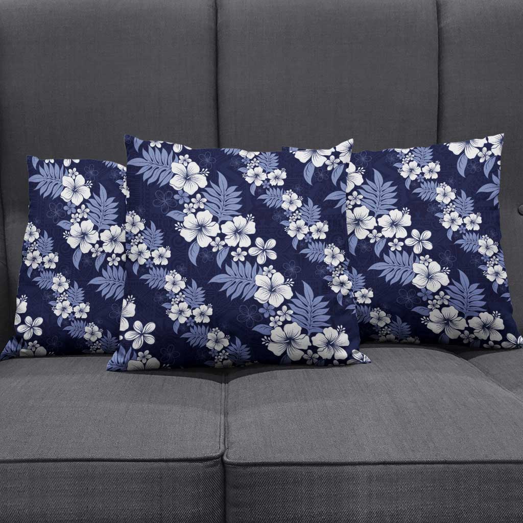Hawaiian Hibiscus Tribal Floral Blue Pillow Cover Polynesian Tapa Pattern LT01 - Polynesian Pride
