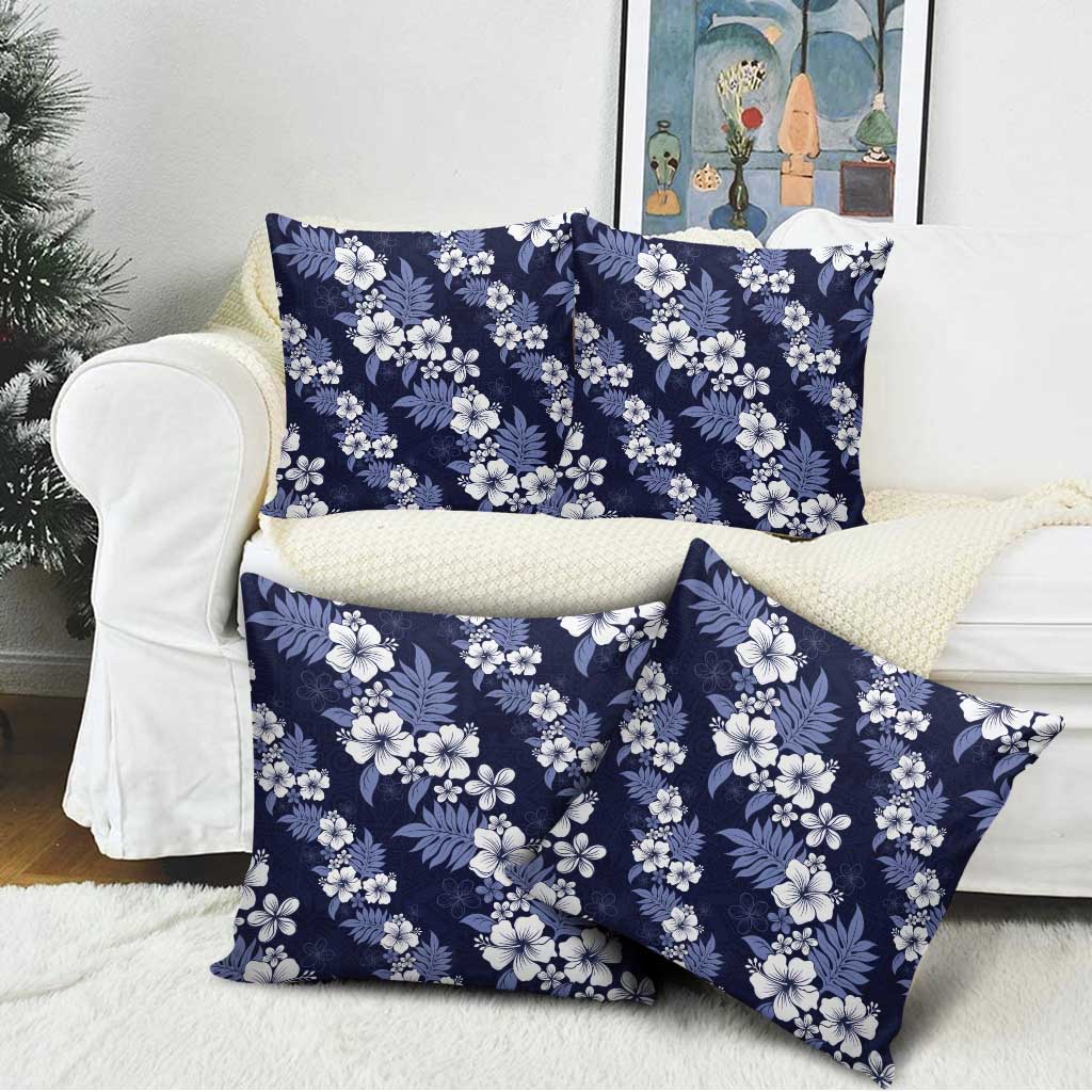 Hawaiian Hibiscus Tribal Floral Blue Pillow Cover Polynesian Tapa Pattern LT01 - Polynesian Pride