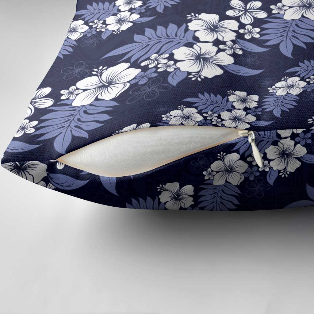 Hawaiian Hibiscus Tribal Floral Blue Pillow Cover Polynesian Tapa Pattern LT01 - Polynesian Pride