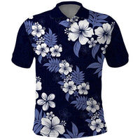 Hawaiian Hibiscus Tribal Floral Blue Polo Shirt Polynesian Tapa Pattern LT01 Blue - Polynesian Pride