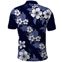 Hawaiian Hibiscus Tribal Floral Blue Polo Shirt Polynesian Tapa Pattern LT01 - Polynesian Pride