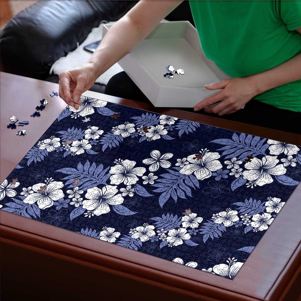 Hawaiian Hibiscus Tribal Floral Blue Puzzle Polynesian Tapa Pattern LT01 - Polynesian Pride