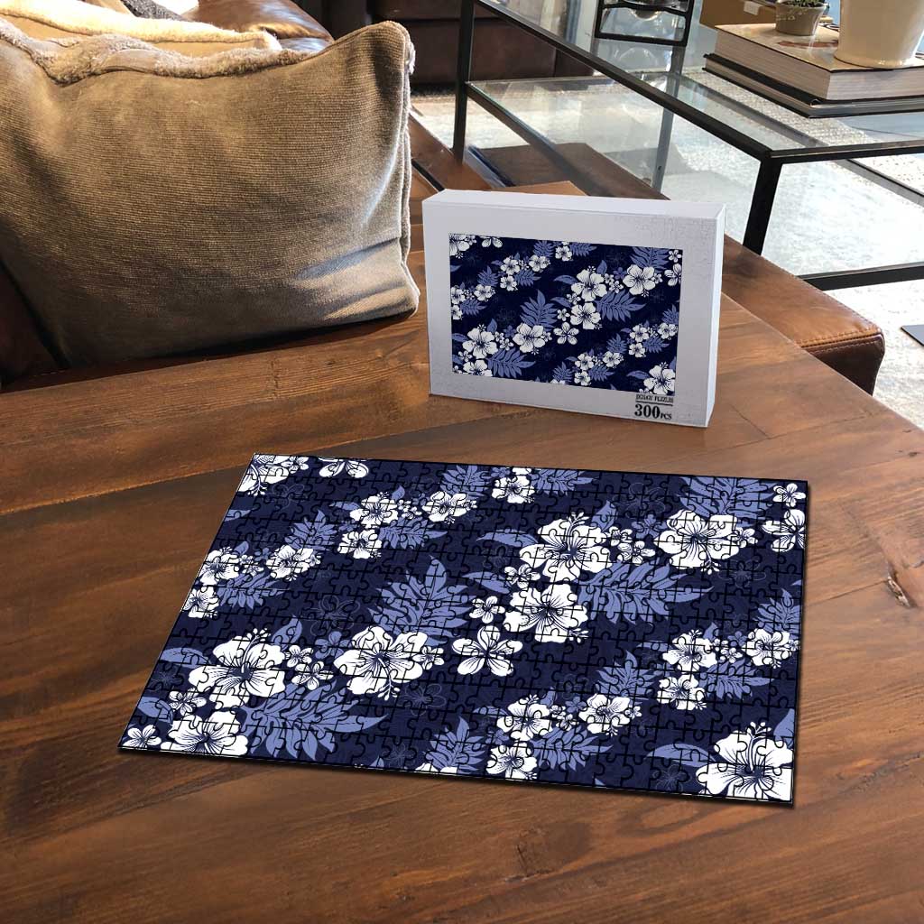 Hawaiian Hibiscus Tribal Floral Blue Puzzle Polynesian Tapa Pattern LT01 - Polynesian Pride