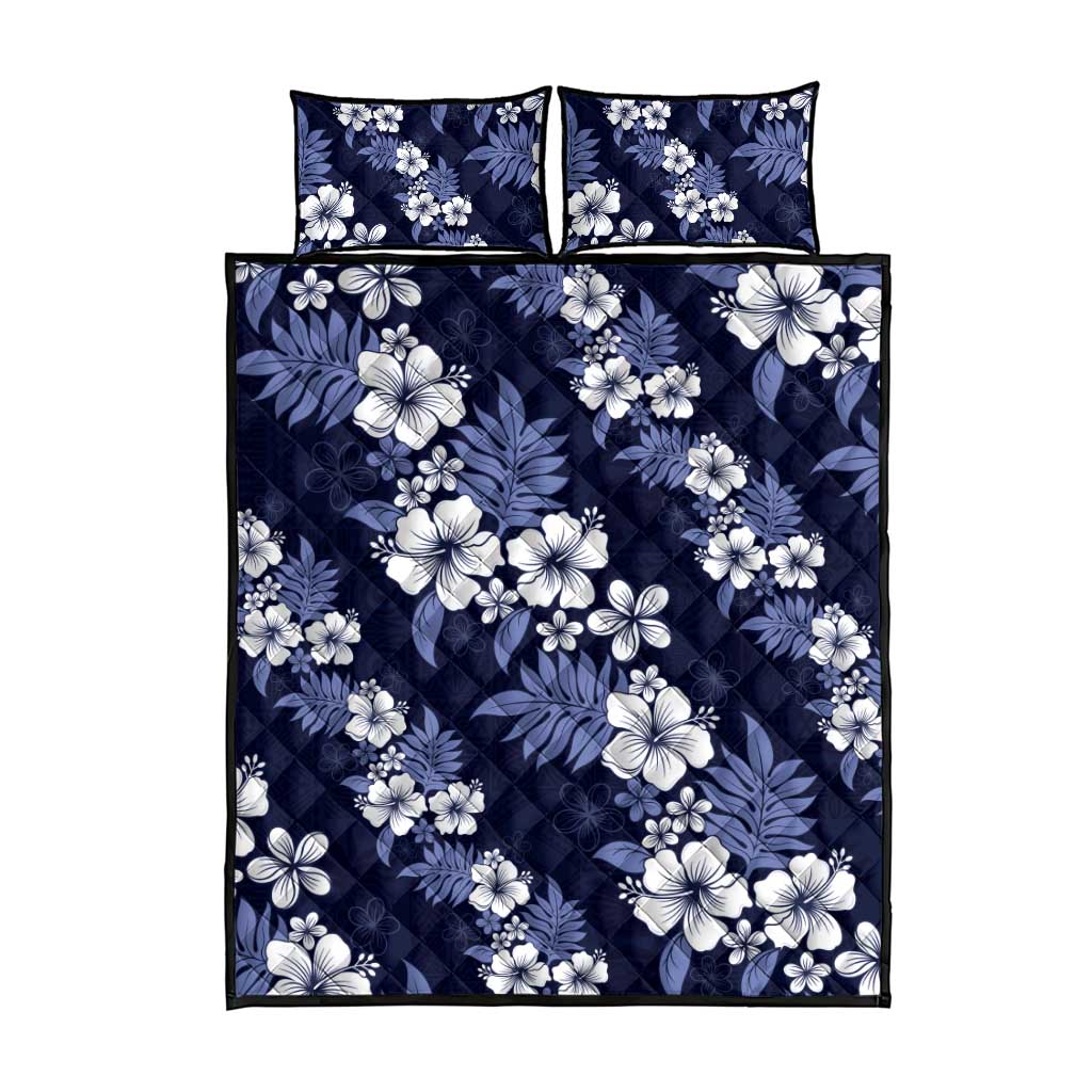 Hawaiian Hibiscus Tribal Floral Blue Quilt Bed Set Polynesian Tapa Pattern LT01 - Polynesian Pride