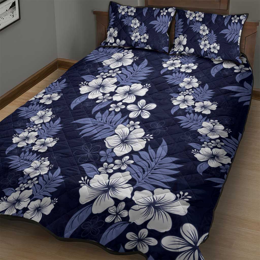 Hawaiian Hibiscus Tribal Floral Blue Quilt Bed Set Polynesian Tapa Pattern LT01 - Polynesian Pride