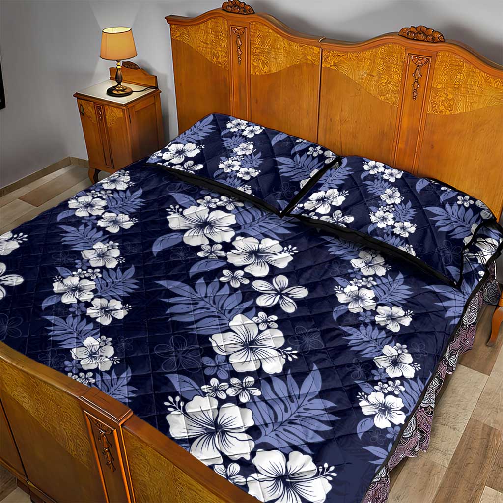 Hawaiian Hibiscus Tribal Floral Blue Quilt Bed Set Polynesian Tapa Pattern LT01 - Polynesian Pride