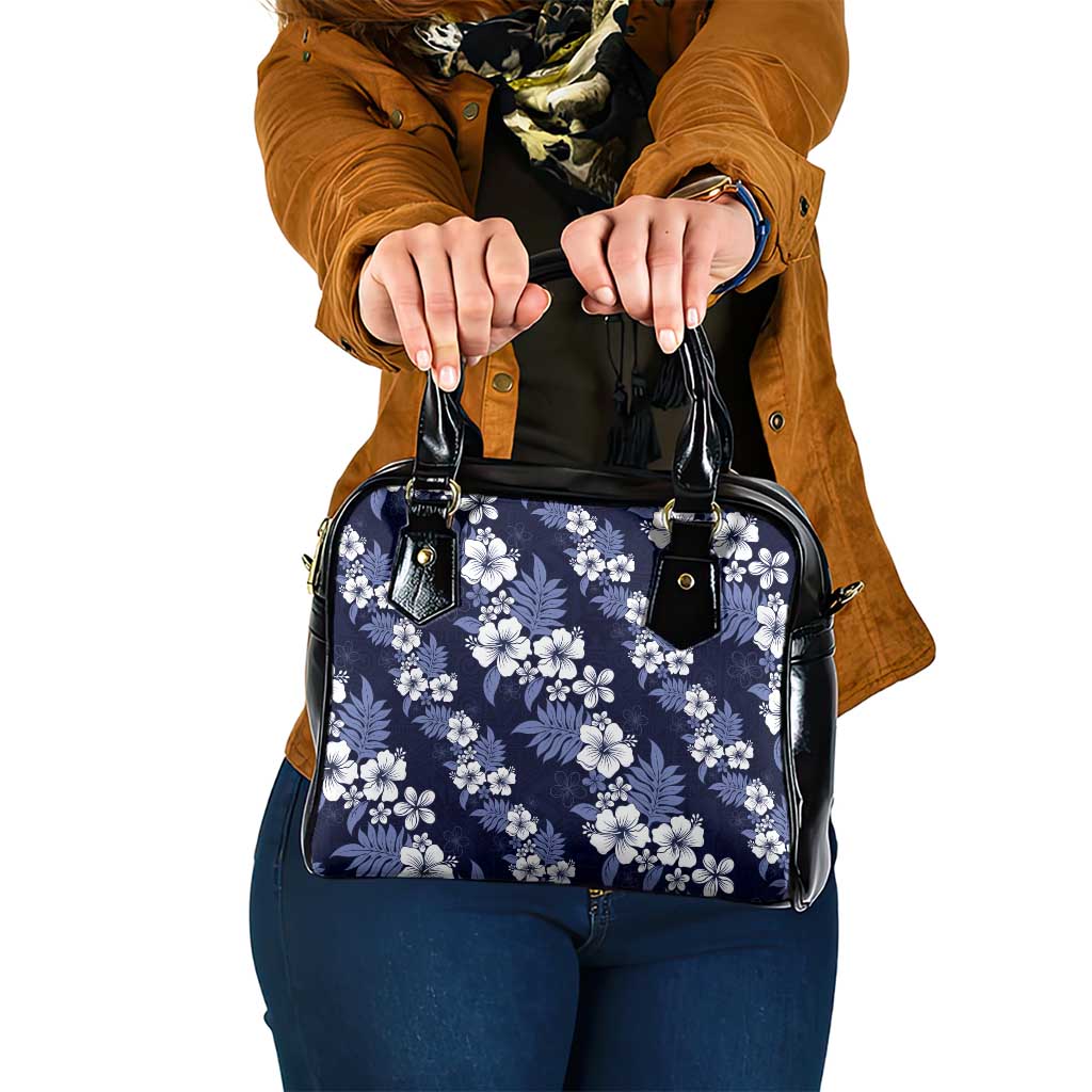 Hawaiian Hibiscus Tribal Floral Blue Shoulder Handbag Polynesian Tapa Pattern LT01 One Size Blue - Polynesian Pride