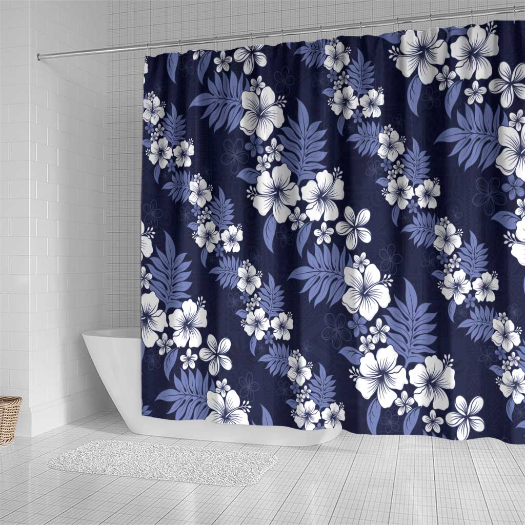 Hawaiian Hibiscus Tribal Floral Blue Shower Curtain Polynesian Tapa Pattern LT01 - Polynesian Pride