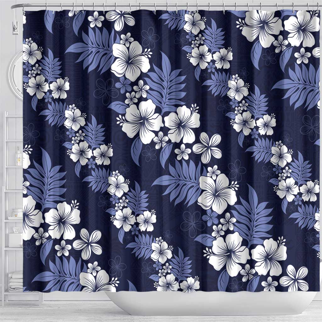 Hawaiian Hibiscus Tribal Floral Blue Shower Curtain Polynesian Tapa Pattern LT01 - Polynesian Pride