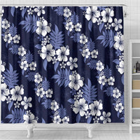 Hawaiian Hibiscus Tribal Floral Blue Shower Curtain Polynesian Tapa Pattern LT01 - Polynesian Pride