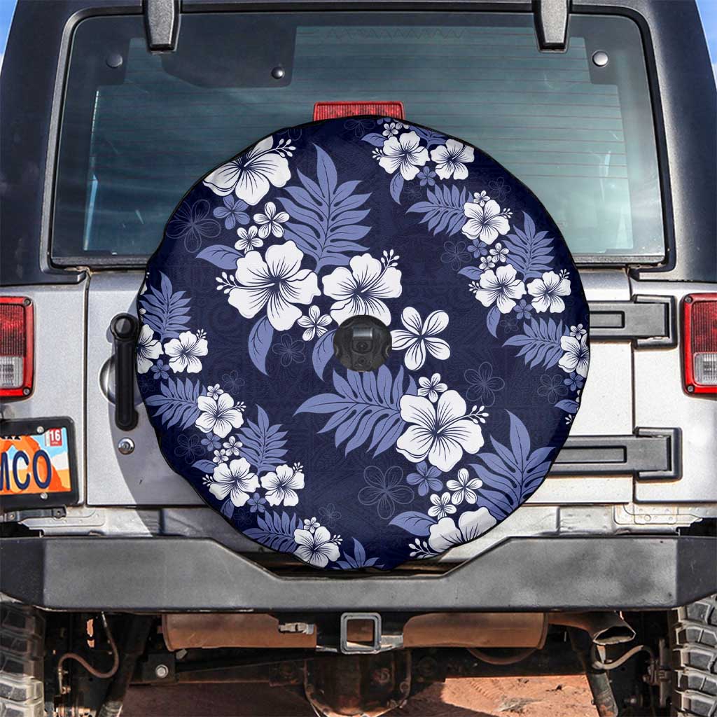Hawaiian Hibiscus Tribal Floral Blue Spare Tire Cover Polynesian Tapa Pattern LT01 Blue - Polynesian Pride