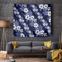Hawaiian Hibiscus Tribal Floral Blue Tapestry Polynesian Tapa Pattern LT01 Blue - Polynesian Pride