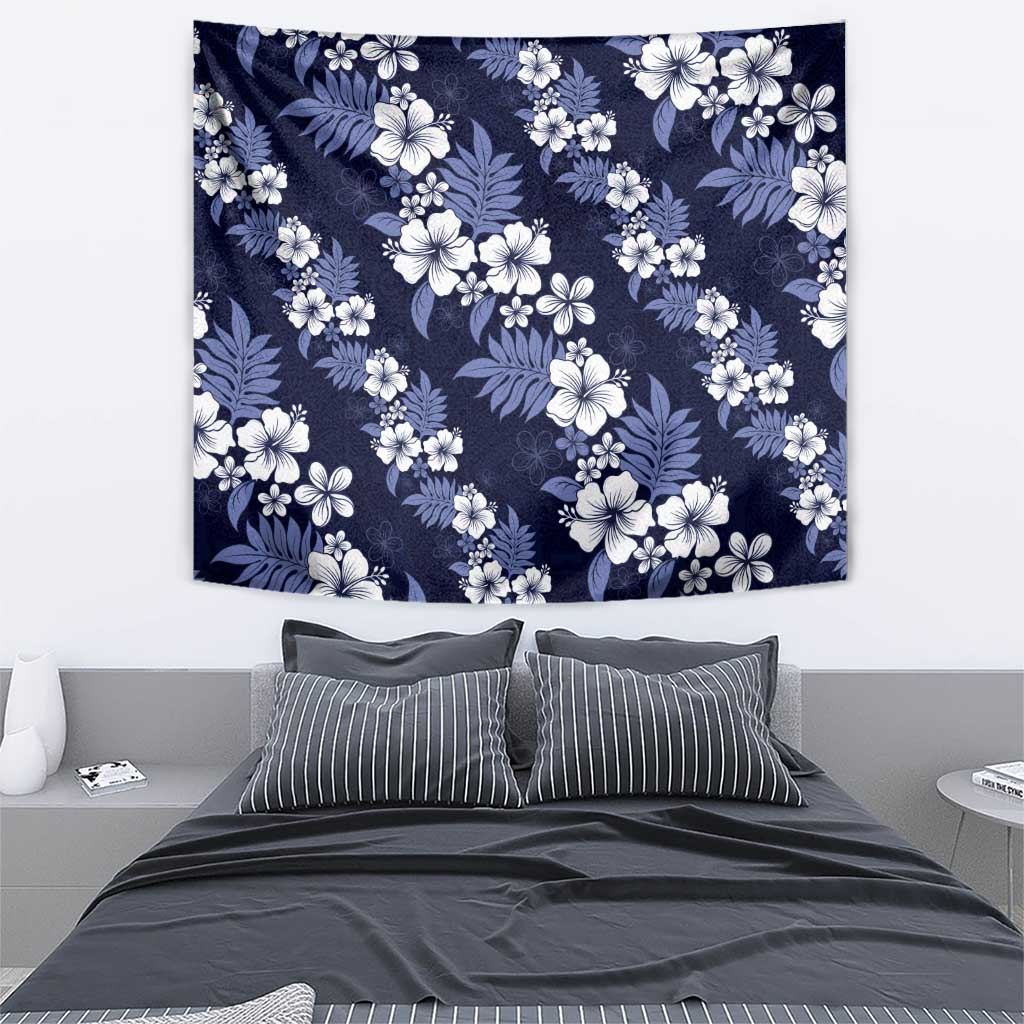 Hawaiian Hibiscus Tribal Floral Blue Tapestry Polynesian Tapa Pattern LT01 - Polynesian Pride