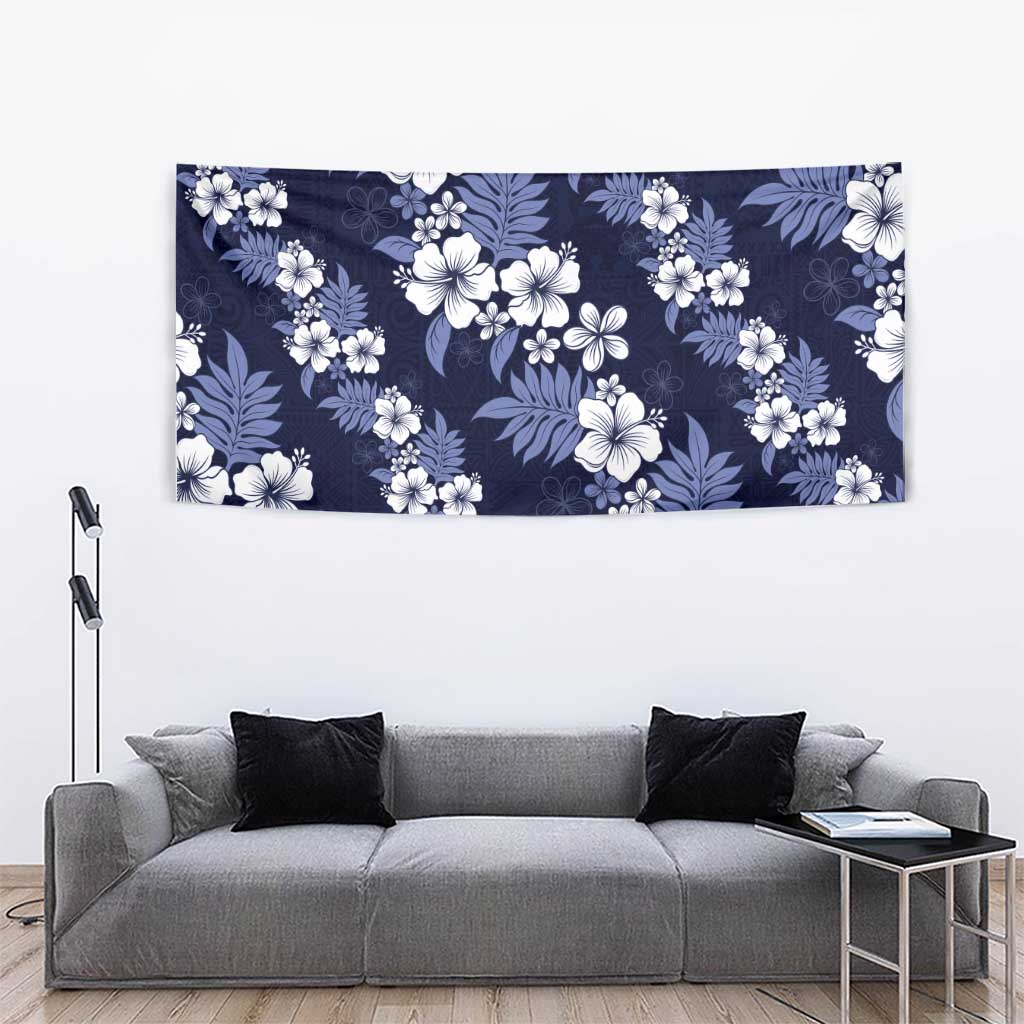 Hawaiian Hibiscus Tribal Floral Blue Tapestry Polynesian Tapa Pattern LT01 - Polynesian Pride