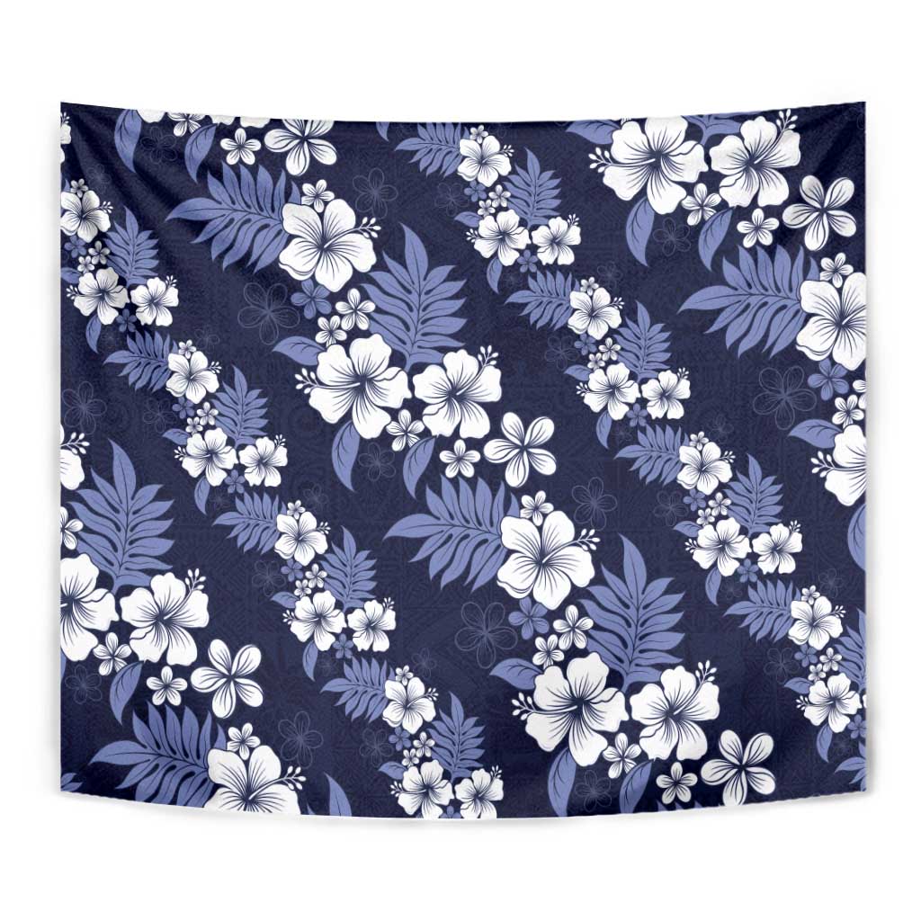 Hawaiian Hibiscus Tribal Floral Blue Tapestry Polynesian Tapa Pattern LT01 - Polynesian Pride