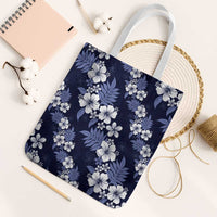 Hawaiian Hibiscus Tribal Floral Blue Tote Bag Polynesian Tapa Pattern LT01 White Strap One Size Blue - Polynesian Pride