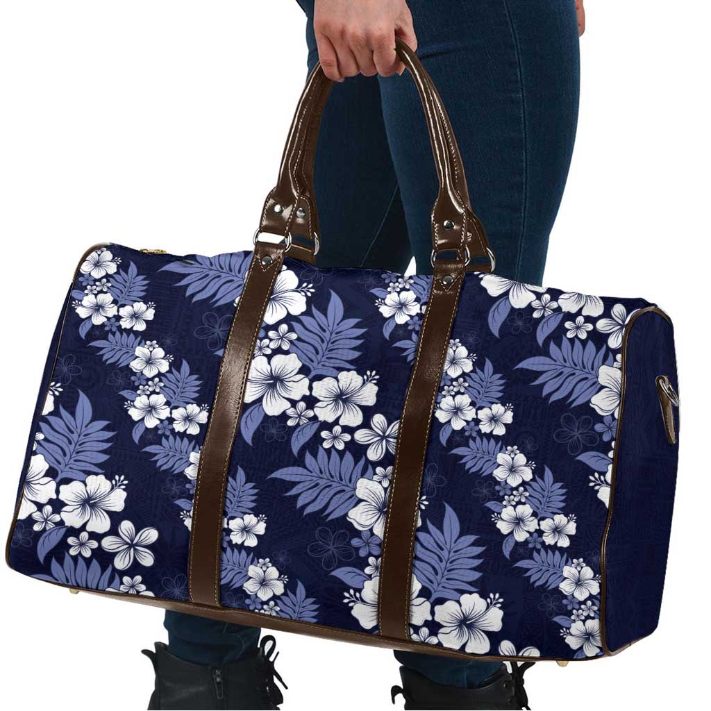 Hawaiian Hibiscus Tribal Floral Blue Travel Bag Polynesian Tapa Pattern LT01 - Polynesian Pride