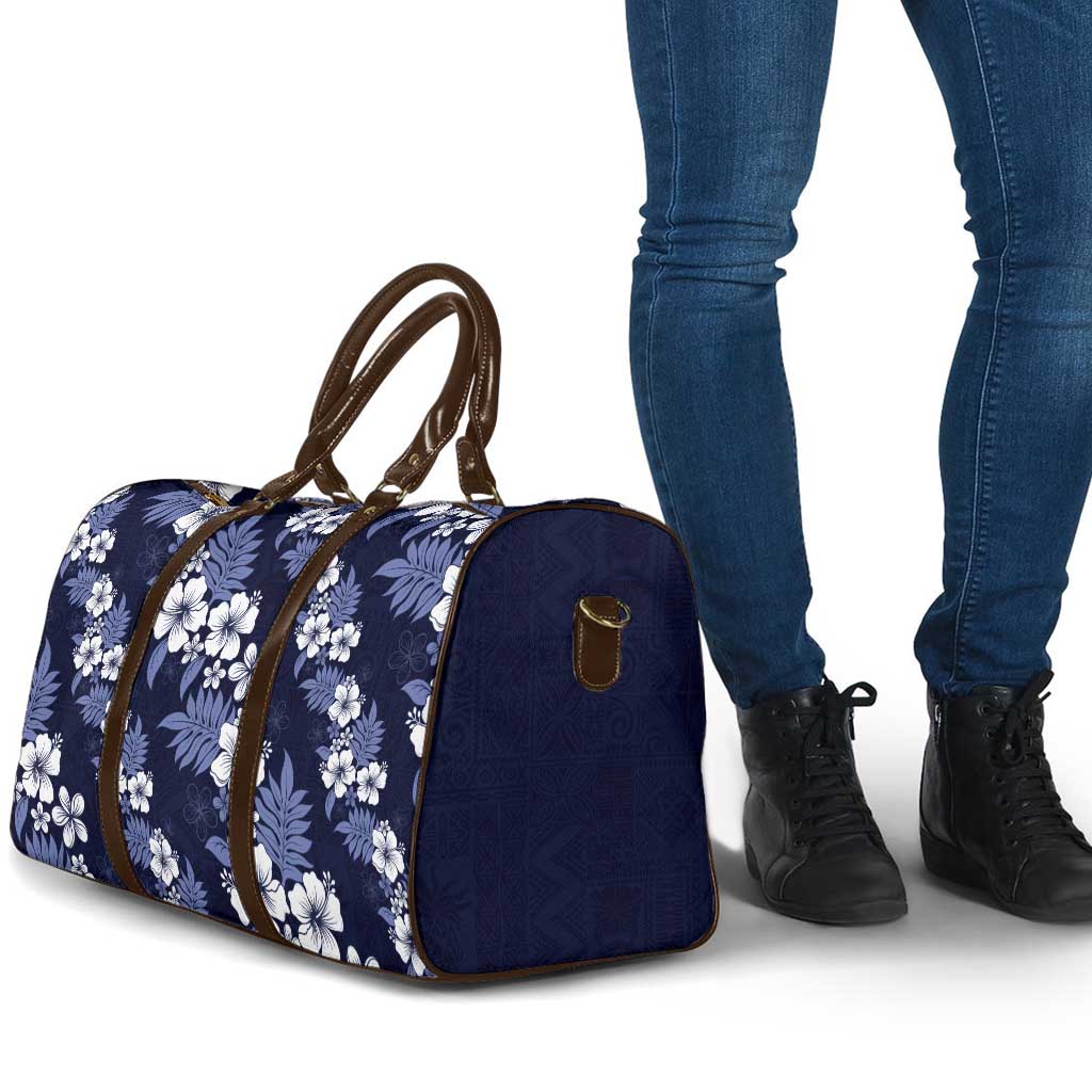 Hawaiian Hibiscus Tribal Floral Blue Travel Bag Polynesian Tapa Pattern LT01 - Polynesian Pride