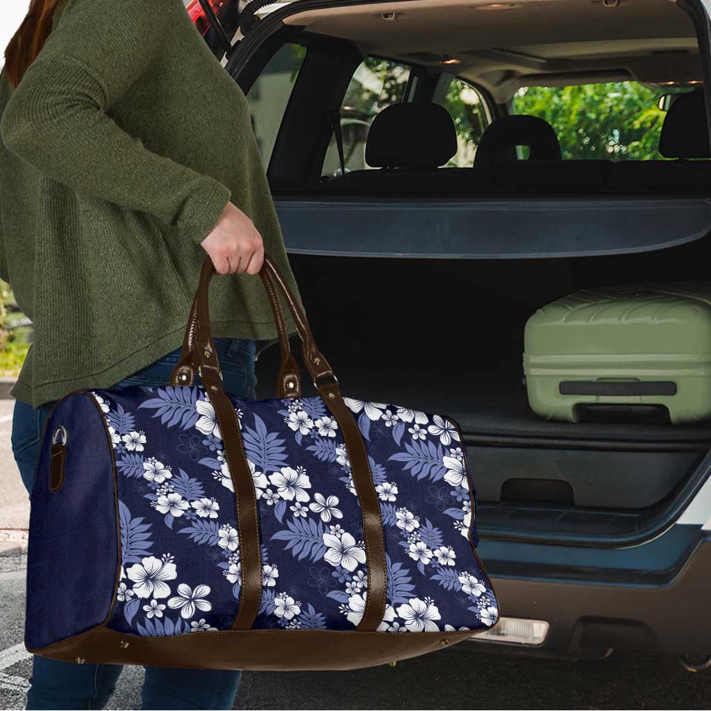 Hawaiian Hibiscus Tribal Floral Blue Travel Bag Polynesian Tapa Pattern LT01 - Polynesian Pride