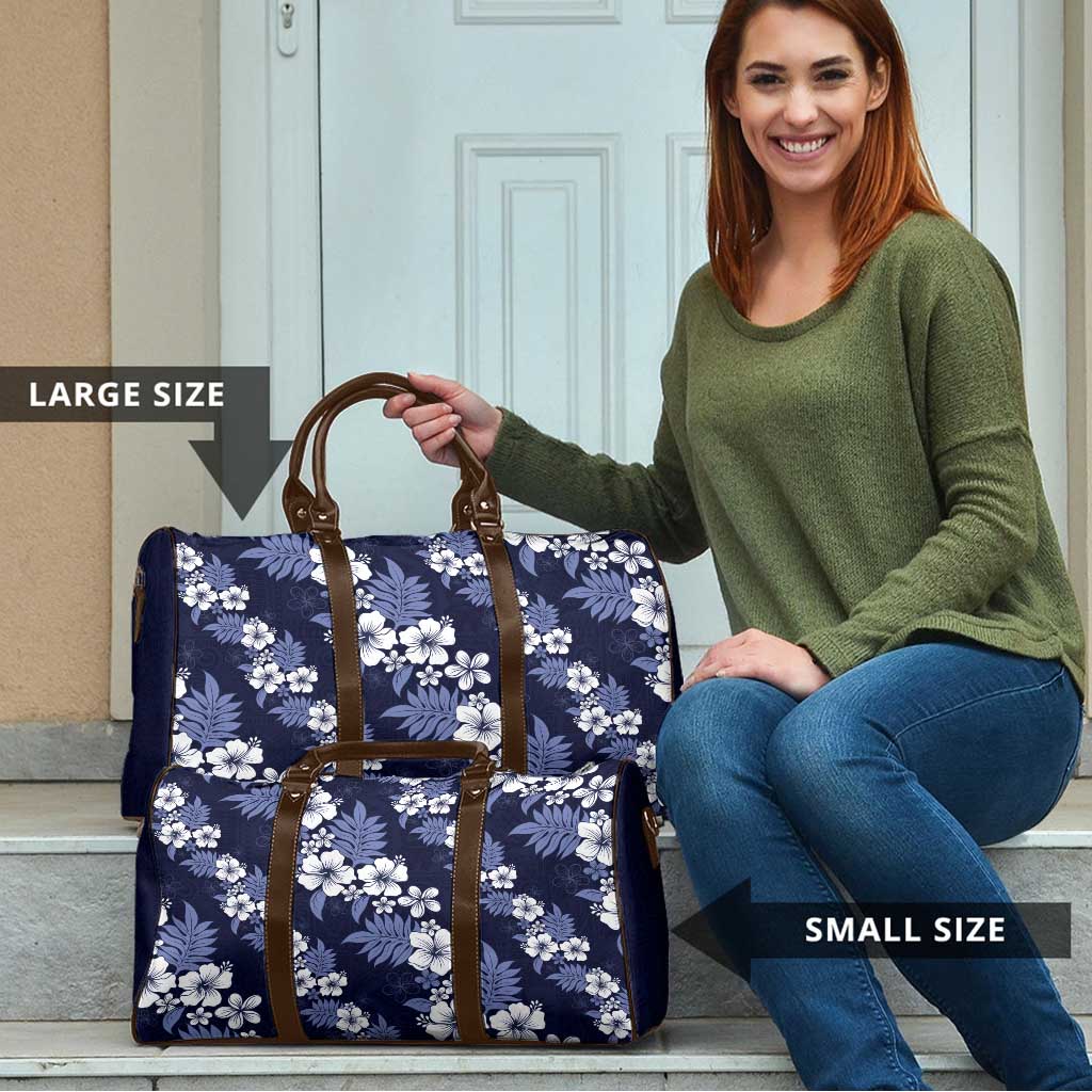 Hawaiian Hibiscus Tribal Floral Blue Travel Bag Polynesian Tapa Pattern LT01 - Polynesian Pride