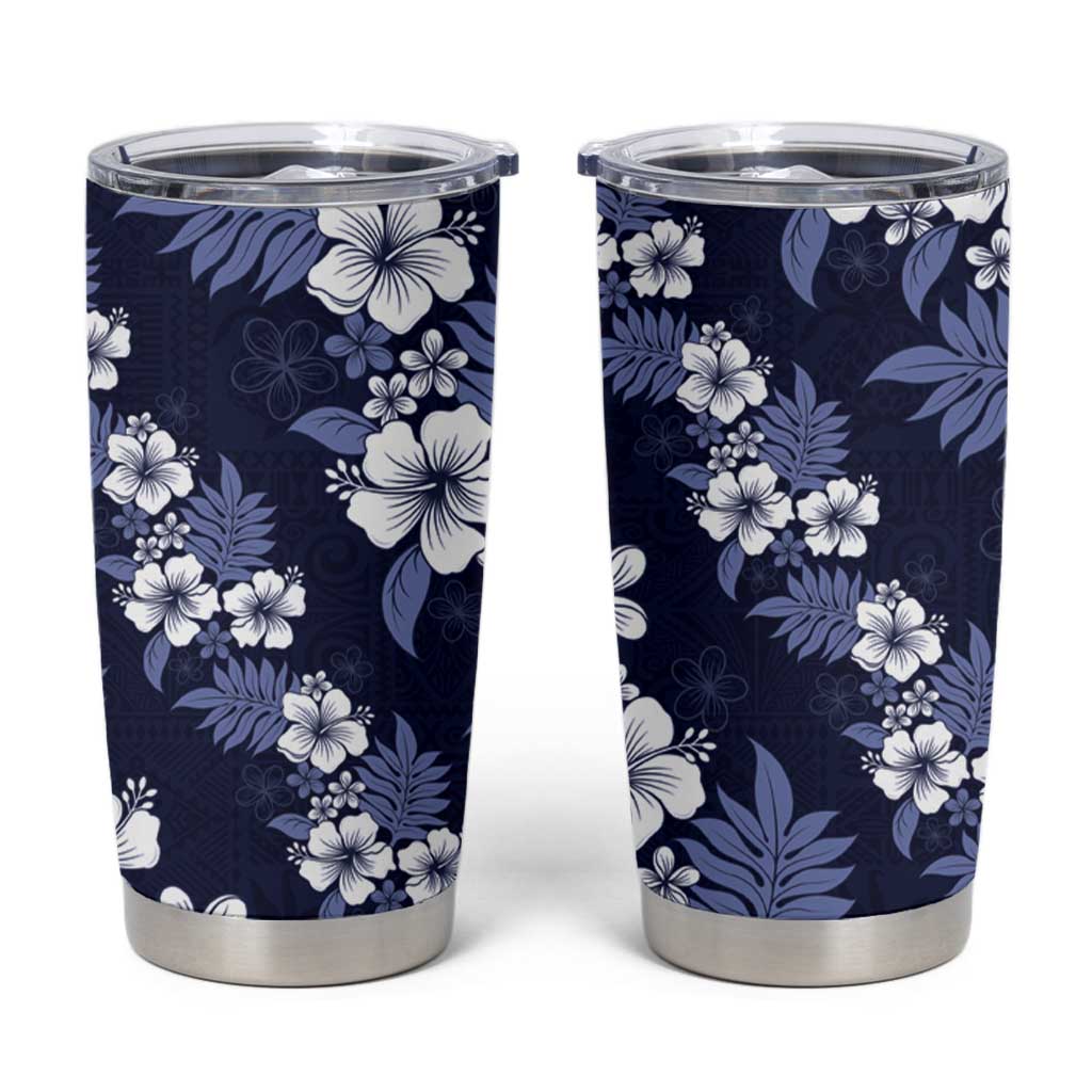 Hawaiian Hibiscus Tribal Floral Blue Tumbler Cup Polynesian Tapa Pattern LT01 Blue - Polynesian Pride