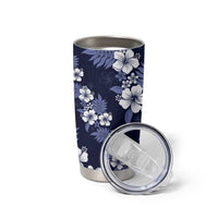 Hawaiian Hibiscus Tribal Floral Blue Tumbler Cup Polynesian Tapa Pattern LT01 - Polynesian Pride