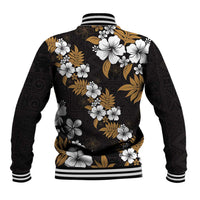 Hawaiian Hibiscus Tribal Floral Brown Baseball Jacket Polynesian Tapa Pattern LT01 - Polynesian Pride