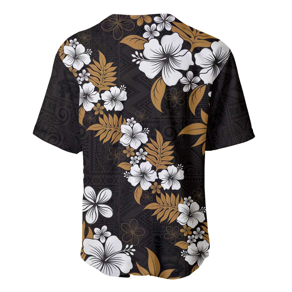 Hawaiian Hibiscus Tribal Floral Brown Baseball Jersey Polynesian Tapa Pattern LT01 - Polynesian Pride