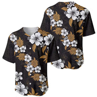 Hawaiian Hibiscus Tribal Floral Brown Baseball Jersey Polynesian Tapa Pattern LT01 - Polynesian Pride