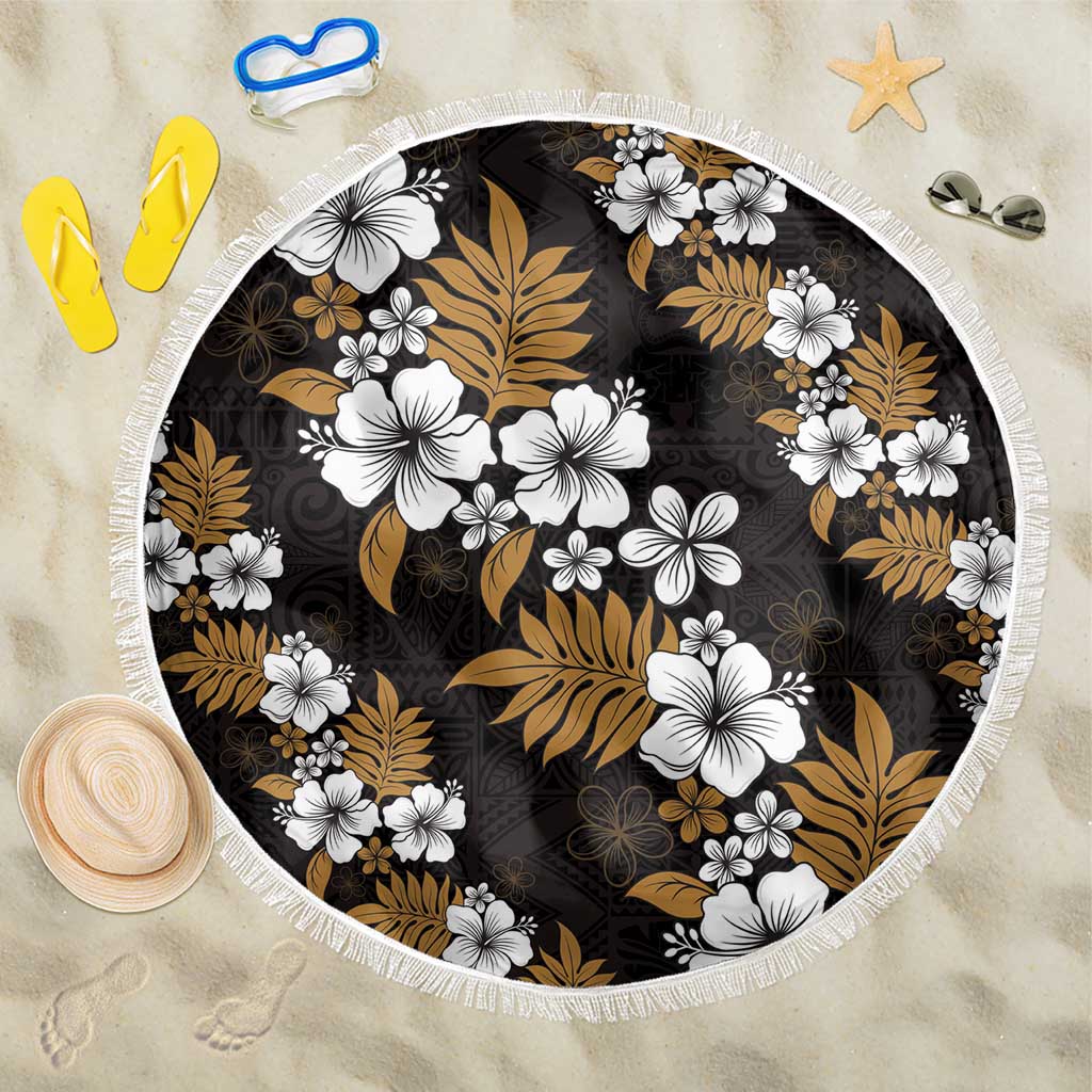 Hawaiian Hibiscus Tribal Floral Brown Beach Blanket Polynesian Tapa Pattern LT01 One Size 150cm Brown - Polynesian Pride