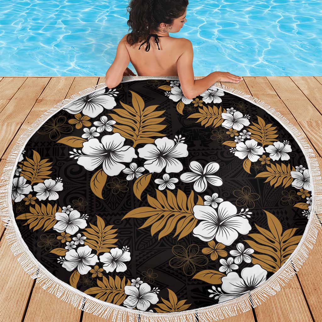 Hawaiian Hibiscus Tribal Floral Brown Beach Blanket Polynesian Tapa Pattern LT01 - Polynesian Pride