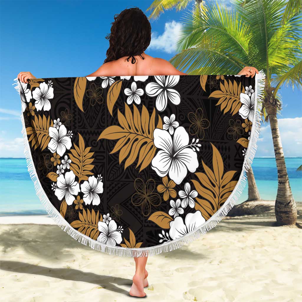 Hawaiian Hibiscus Tribal Floral Brown Beach Blanket Polynesian Tapa Pattern LT01 - Polynesian Pride