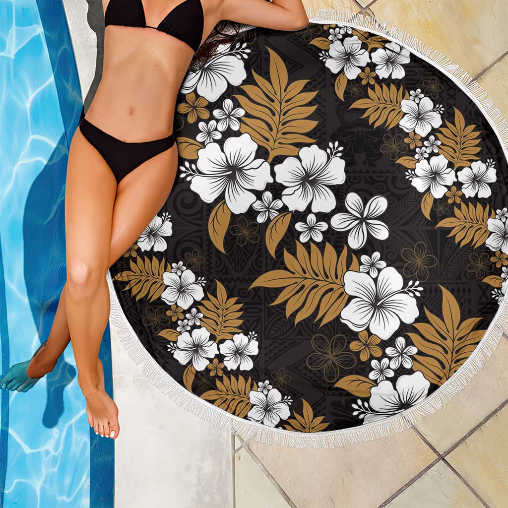 Hawaiian Hibiscus Tribal Floral Brown Beach Blanket Polynesian Tapa Pattern LT01 - Polynesian Pride
