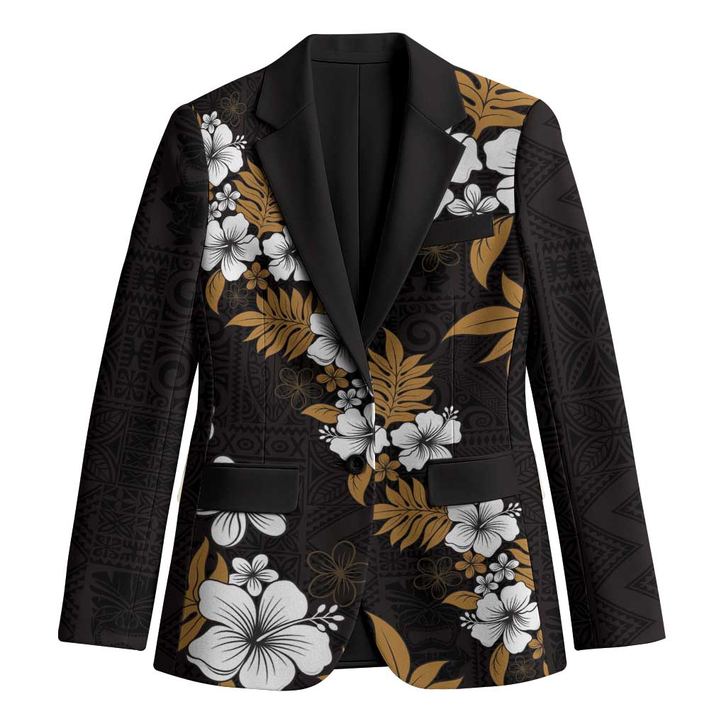 Hawaiian Hibiscus Tribal Floral Brown Blazer Polynesian Tapa Pattern LT01 Unisex Brown - Polynesian Pride