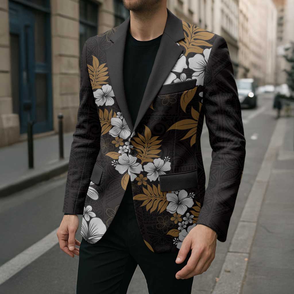 Hawaiian Hibiscus Tribal Floral Brown Blazer Polynesian Tapa Pattern LT01 - Polynesian Pride