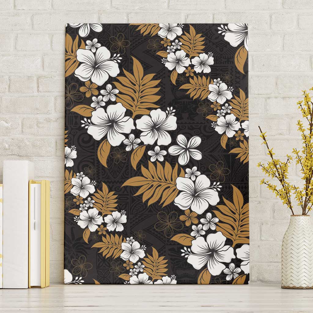 Hawaiian Hibiscus Tribal Floral Brown Canvas Wall Art Polynesian Tapa Pattern LT01 Without Frame Brown - Polynesian Pride