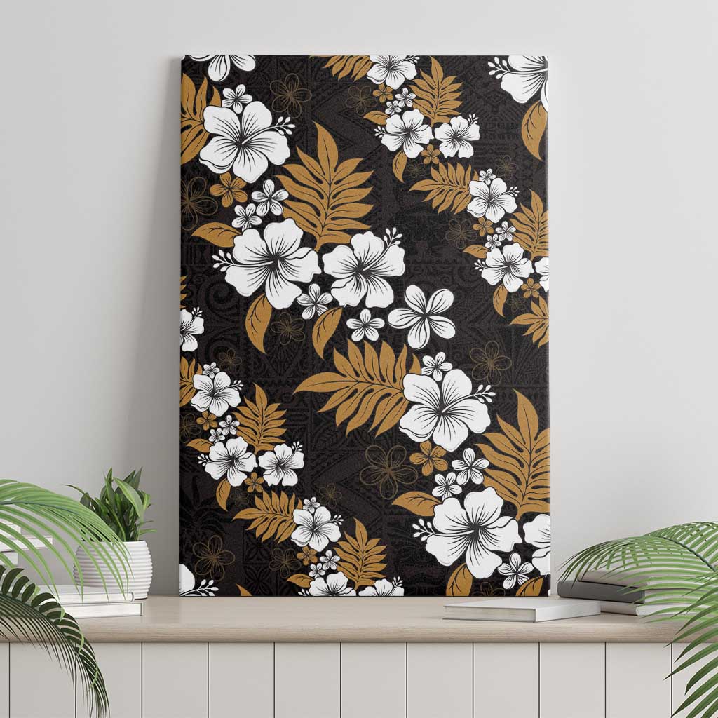 Hawaiian Hibiscus Tribal Floral Brown Canvas Wall Art Polynesian Tapa Pattern LT01 - Polynesian Pride