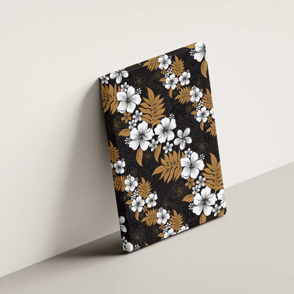 Hawaiian Hibiscus Tribal Floral Brown Canvas Wall Art Polynesian Tapa Pattern LT01 - Polynesian Pride