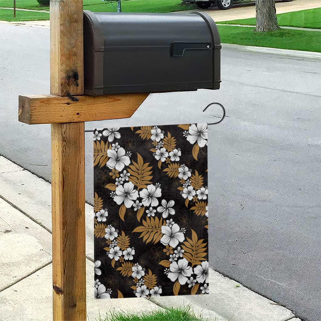 Hawaiian Hibiscus Tribal Floral Brown Garden Flag Polynesian Tapa Pattern LT01 - Polynesian Pride
