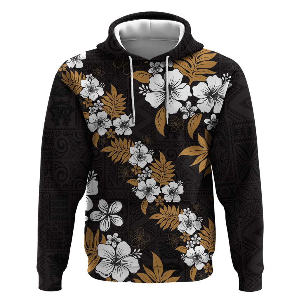 Hawaiian Hibiscus Tribal Floral Brown Hoodie Polynesian Tapa Pattern LT01 Pullover Hoodie Brown - Polynesian Pride