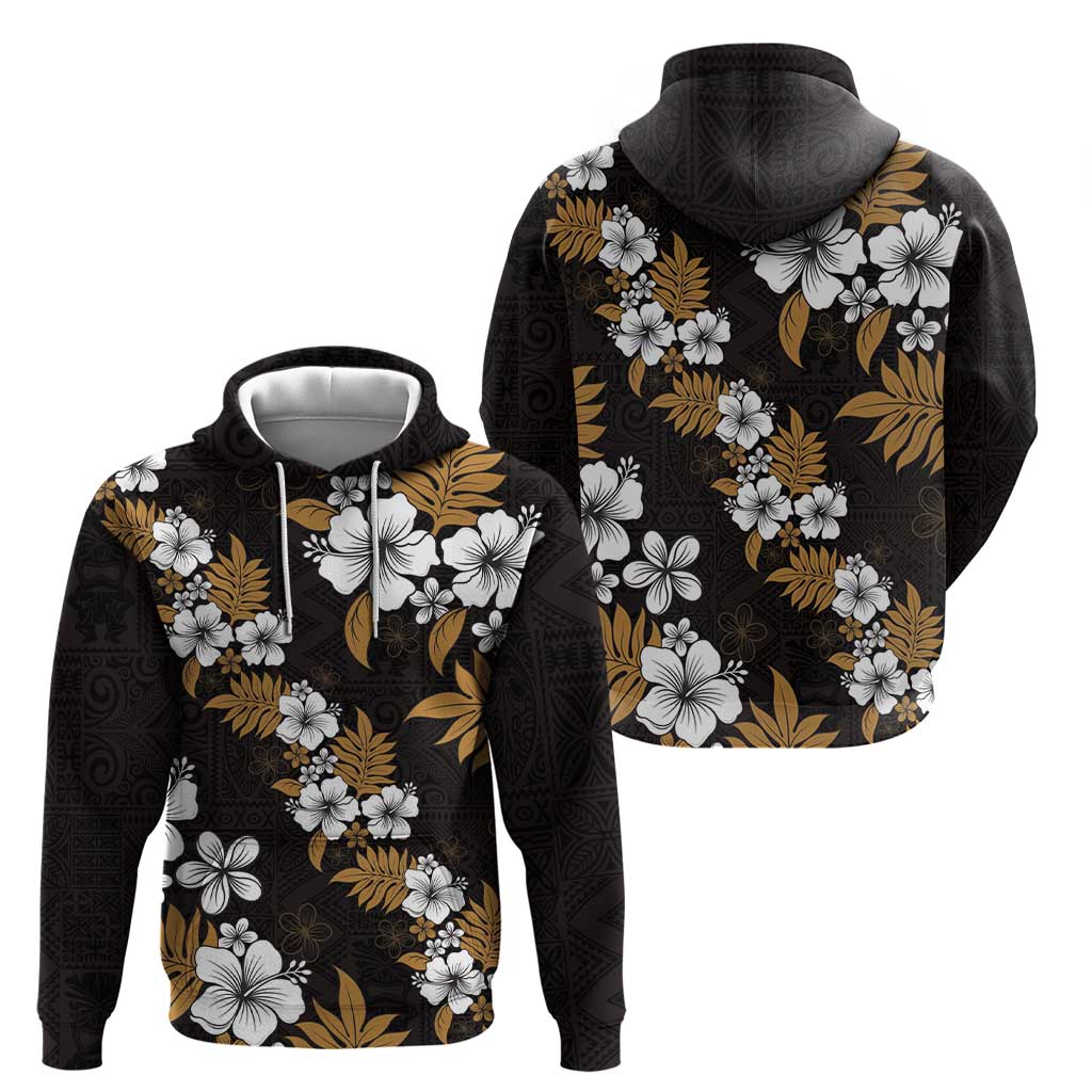 Hawaiian Hibiscus Tribal Floral Brown Hoodie Polynesian Tapa Pattern LT01 - Polynesian Pride