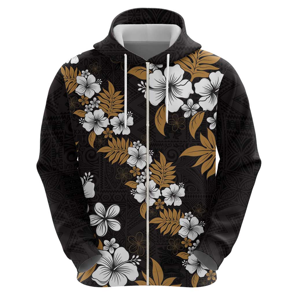 Hawaiian Hibiscus Tribal Floral Brown Hoodie Polynesian Tapa Pattern LT01 - Polynesian Pride