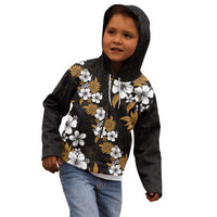 Hawaiian Hibiscus Tribal Floral Brown Kid Hoodie Polynesian Tapa Pattern LT01 - Polynesian Pride