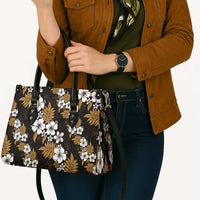Hawaiian Hibiscus Tribal Floral Brown Leather Bag Polynesian Tapa Pattern LT01 - Polynesian Pride