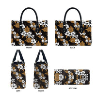 Hawaiian Hibiscus Tribal Floral Brown Leather Bag Polynesian Tapa Pattern LT01 - Polynesian Pride