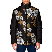 Hawaiian Hibiscus Tribal Floral Brown Padded Jacket Polynesian Tapa Pattern LT01 Men Brown - Polynesian Pride