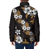 Hawaiian Hibiscus Tribal Floral Brown Padded Jacket Polynesian Tapa Pattern LT01 - Polynesian Pride