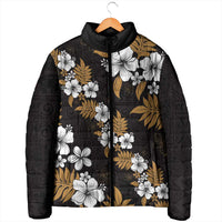 Hawaiian Hibiscus Tribal Floral Brown Padded Jacket Polynesian Tapa Pattern LT01 - Polynesian Pride
