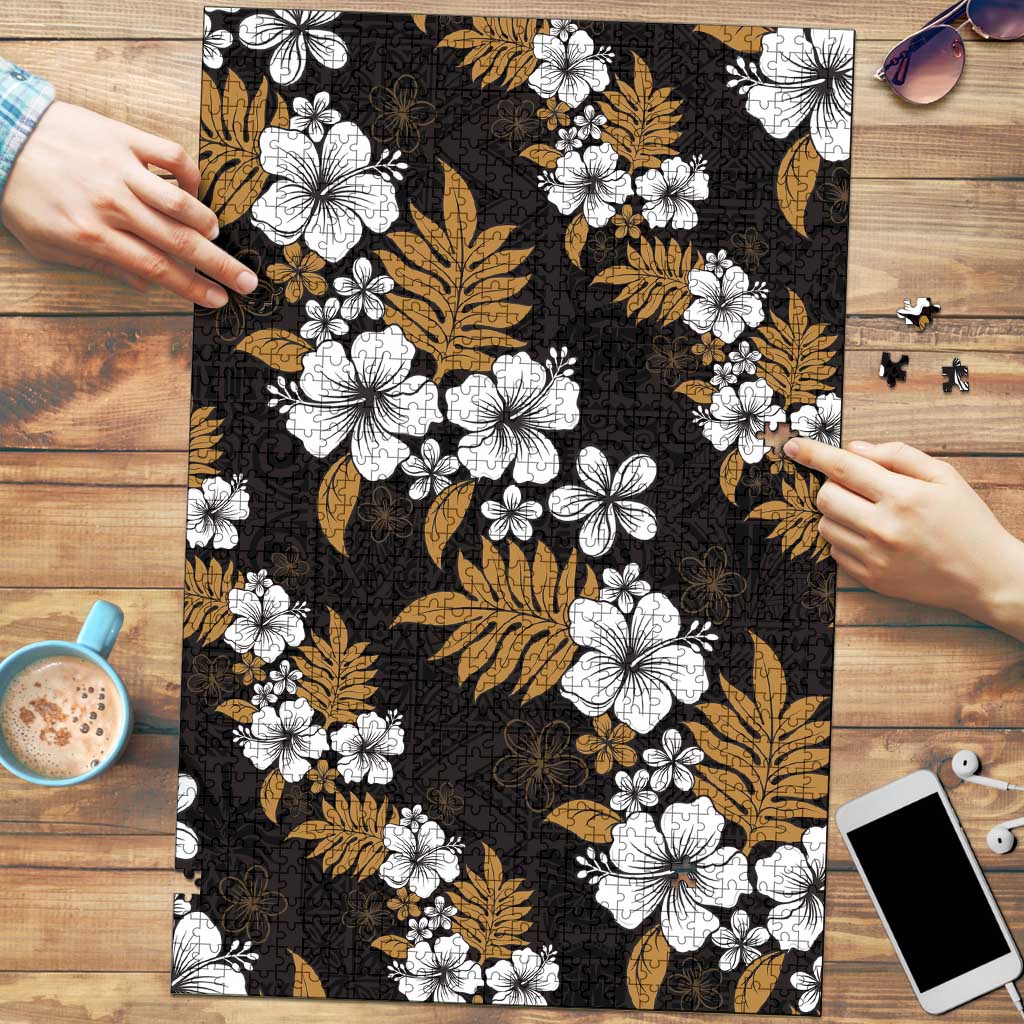 Hawaiian Hibiscus Tribal Floral Brown Puzzle Polynesian Tapa Pattern LT01 Brown - Polynesian Pride